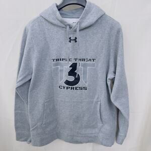 Under Armour Mens Pullover Hoodie Triple Threat Kangaroo Pocket Logo Gray Size M